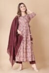 Elegant Gajari Viscose Modal Silk Kurti Set With Dupatta