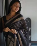 Black & Silver Combination Pure Soft Semi-Silk Saree Stylish Blouse – Suratm 8