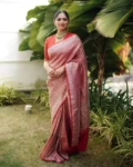 Light Peach Pure Soft Semi-Silk Saree Stylish Blouse Piece – Suratm