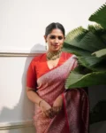 Light Peach Pure Soft Semi-Silk Saree Stylish Blouse Piece – Suratm