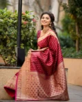 Maroon Pure Soft Semi Silk Saree With Attractive Blouse Piece Weaved W – Suratm