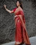 red-colour-pure-semi-silk-saree-weaved-with-copper-zari 1
