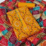 Exclusive Cotton Dress Material Suit with Fancy Badhani Dupatta for Women