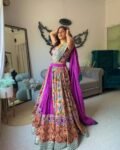 Designer Printed Multi-coloured Lehenga Choli in Muslin Cotton Magenta
